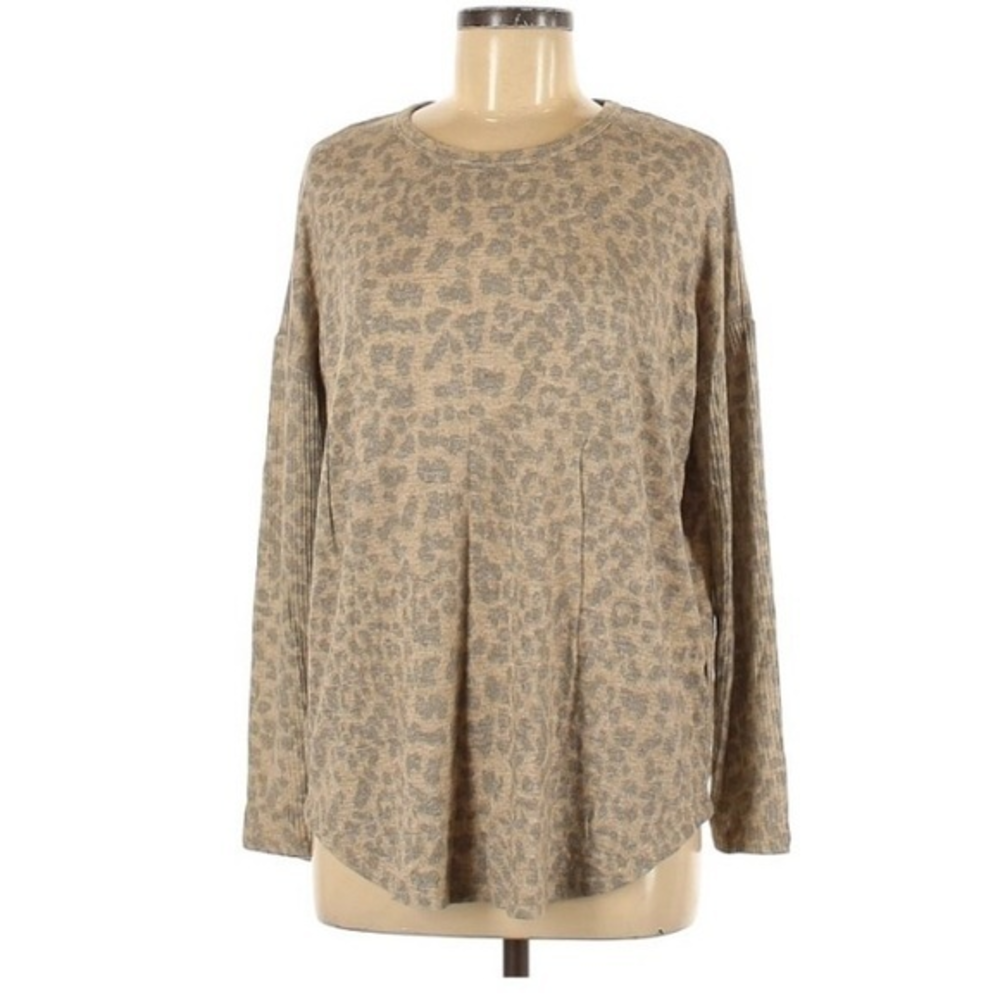 Buffalo by David Bitton M animal print khaki long sleeve crew neck‎ sweater